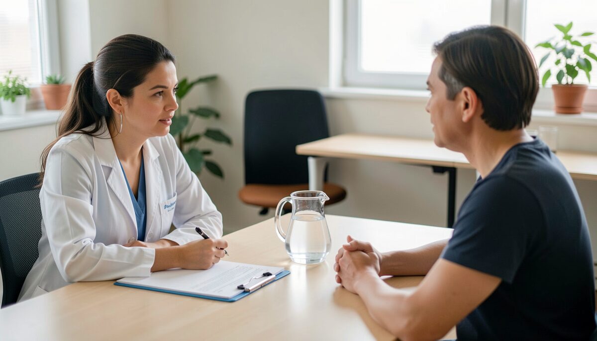 A dietitian talking through a patient's food list at a desk. This guide is written for the professionals who field these questions.